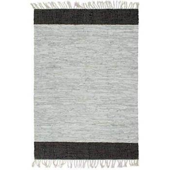 VidaXL Tappeto Chindi 160x230 cm in pelle grigio chiaro e nero