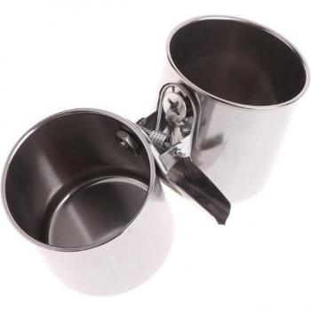 Alimentateur d'Enseignement Aquatique – Tasses Dobles avec Clip et Support Inox