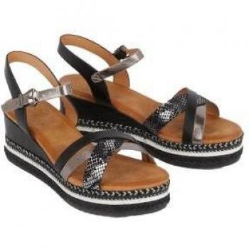 Sandali Donna Zeppa Nera 8 UK Ambra