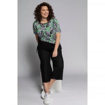 Plus Size Green Leaf Print Round Neck T-Shirt