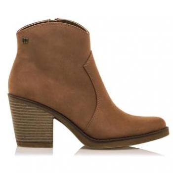 Botines MTNG Tijuana para mujer, color marrón, con cierre de cremallera y puntera afilada