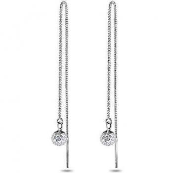 Elli Silberschmuck: Hängende Kugelohrringe mit strahlenden Kristallen (One Size)