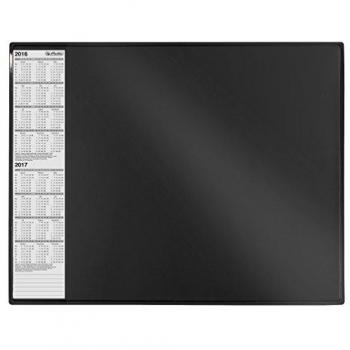Tapis de Bureau Herlitz Noir, 630x500 mm, Compartiment Calendrier Transparent