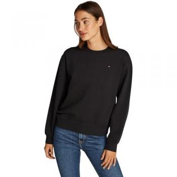 Sweatshirt TOMMY HILFIGER REG FLAG ON CHEST SWTSHRT, Damen, Gr. S (36), schwarz