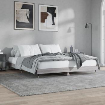 Sonoma Grey King Size Bed 150x200 cm Engineered Wood Frame