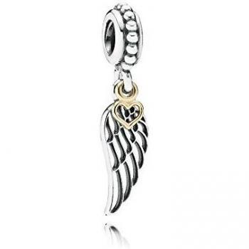 Pandora Moments: Engelsflügel & Herz Charm aus Sterling‑Silber und Gold