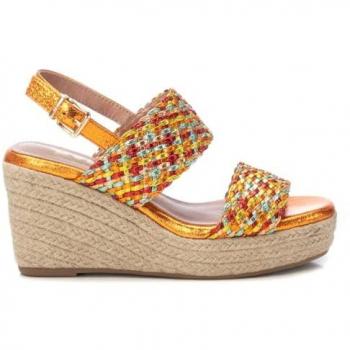 XTI Sandalias de Cuña Naranja – Hebilla, Tela, 8‑10 cm, Casual (T.37)