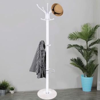 Support Manteau SPRINGOS Blanc 176 cm, 14 Crochets, Socle de Marbre