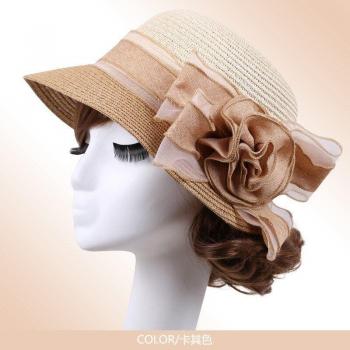Girls Foldable Sun Hat with Flower B-7705