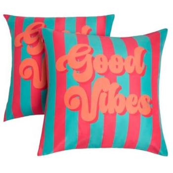 Water‑Proof Good Vibes Garden Cushion Pair – 45 cm × 45 cm