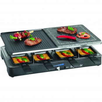 Bomann Grill Raclette 1400 W per 8 Persone, Nero, Ghisa