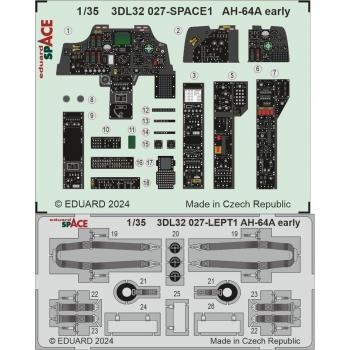 Eduard Space Early Interior Decal Kit – 1:35 Scale, AH‑64A (Edu3DL32027)