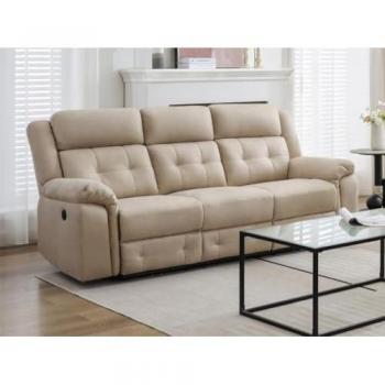 TrioFácil 3 plazas eléctrico beige de microfibra