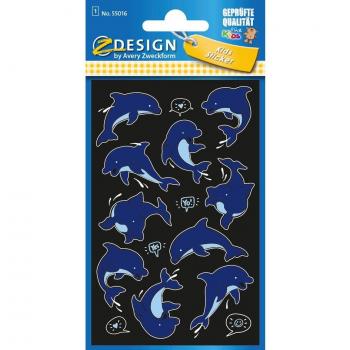 10 x Z-Design Neon Sticker Folie Delfine blau weiß 14 Aufkleber