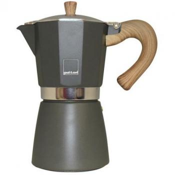 Gnali & Zani Venezia Induktions-Espressokocher grau 9 Tassen Mokkakanne mit Softtouch-Griff