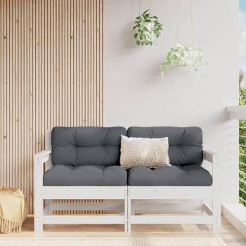 Vidaxl Set of 2 White Pine Garden Chairs with Cushions