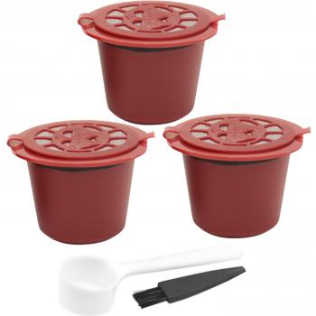 3pcs Black Reusable Nespresso Coffee Pods with Spoon and Brush