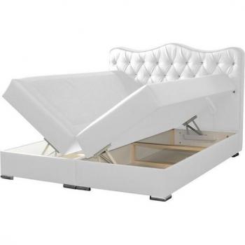 Fun Möbel Boxspringbett SULTAN „Madryt“ Creme 220 × 200 cm – ein Stück, Bettkasten, Visco‑Topper