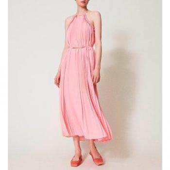 Abito georgette lungo con cintura