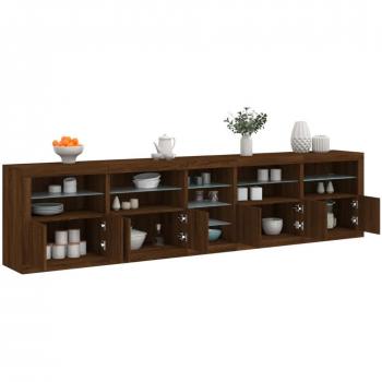 Brown Oak Sideboard with LED Lights 283x37x67 cm vidaXL