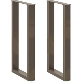 Pieds de bar en U 2 pièces Acier naturel 50 x (90-91) cm