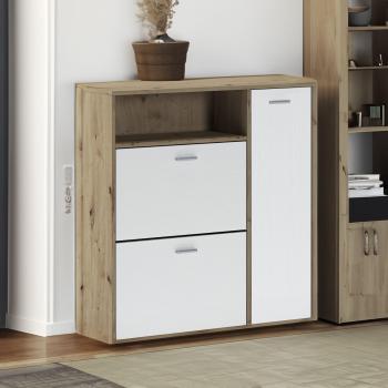 Portaoggetti Entratina – Mobile da Ingresso in Rovere e Bianco