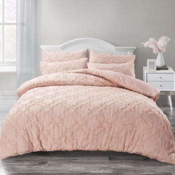 Modern Dusty Pink Twin‑Sided Tufted Duvet and Pillowcase Pack – Double