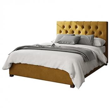 Olivier Velvet Storage Ottoman – Small Double, Mustard (Unisex)