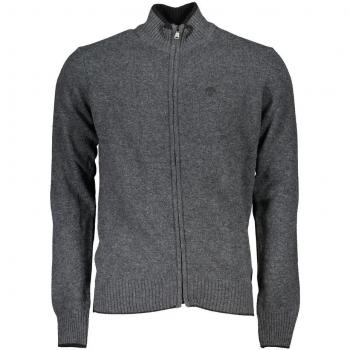 North Sails Grau Cardigan für Männer: Langer Reißverschluss, kontrastreiche Akzente, Sticker‑Logo