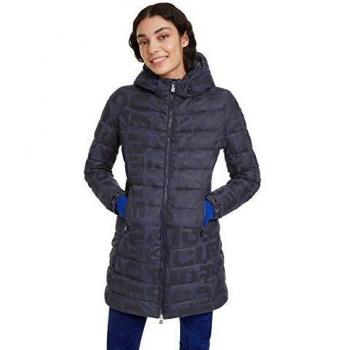 Abrigo Desigual, Azul, Letras, Talla del Fabricante: 44 para Mujer