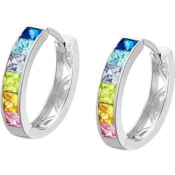 Silver Lotus 4mm Wide Multi‑Gem Hoops