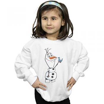 Disney Frozen 2 Olaf and Salamander White Sweatshirt for Girls (Size 7-8 Years)