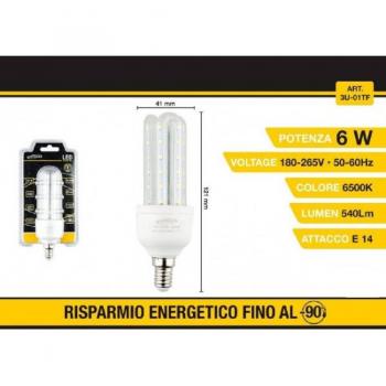 E14 LED 6W 3U – Luce Fredda 6500K – Trade Shop Traesio