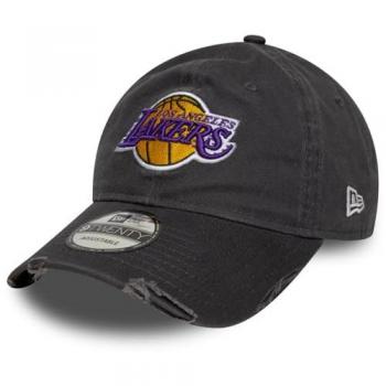 New Era 9twenty Los Angeles Lakers Dark Grey Wash‑Distressed Cap (One Size)