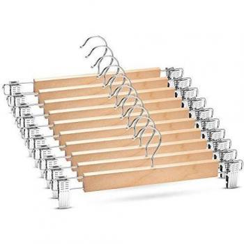 High-Quality Wooden Pant Hangers with Non-Slip Clips