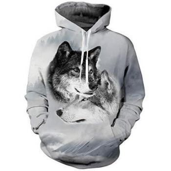 Pullover Wolf 3D Grigio XL