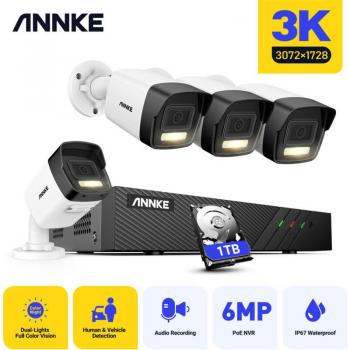 NVR PoE 6MP con 4 IP Camera 5MP RGB+IR e Sistema di Allarme