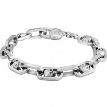 Police PEJGB2008902 Men’s Silver Skull Stainless Steel Bracelet – 19 cm, One Size