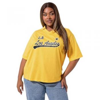 T-shirt Varsity Jaune avec Col Rugby Yours Curve