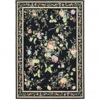4mm High Flatweave Area Rug Black Rectangle