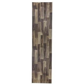 Alfombra Vinílica Vintage Tadi & Imperio 1979, Madera Oscura Lamas Finas, 60x300 cm