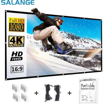 Salange verstelbare projectiescherm, 120/150 inch, dikke rand, 16:9, polyester, binnenuit en buitentheater