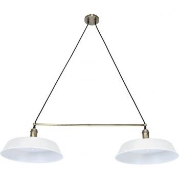 Suspension chic 2 lumières métal blanc