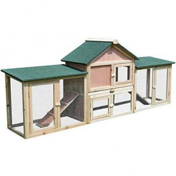 Cage à lapins PawHut avec dimensions 210L x 45,5l x 84,5H cm