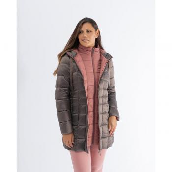 October Parka doble cuello padding cuadros, plumífero de mujer
