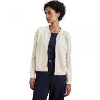 STREET ONE Damen Strickjacke im Silk Look mit Stehkragen und Reißverschluss, Größe 46, weiß
