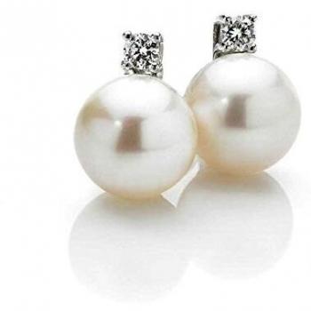 Pendientes de oro con perlas y diamantes para mujer ORP561