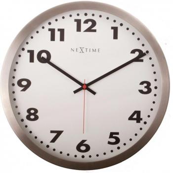 Chronomètre Murale NEXTIME 26 Inox, Verre, Blanc, Décor Arabesque