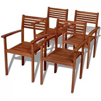 Chaises de jardin empilables en bois dur massif