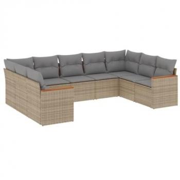 Kit Sofá de Jardim VidaXL: 9 Peças + Almofadas Vime Bege Misturado
